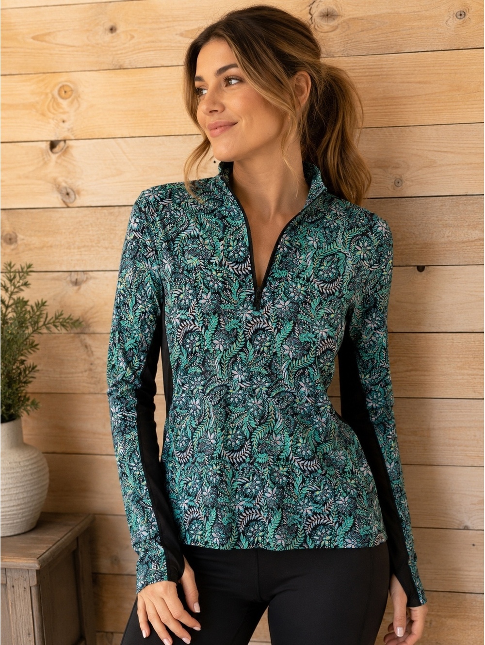 Tommy Bahama Active Women's Long Sleeve Half-Zip Pullover, Small, Floral print